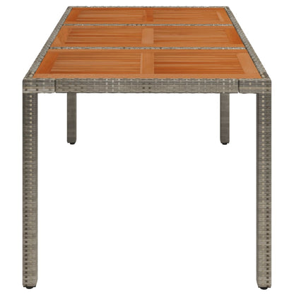 Garden Table with Wooden Top Grey 150x90x75 cm Poly Rattan