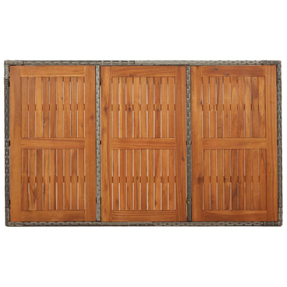 Garden Table with Wooden Top Grey 150x90x75 cm Poly Rattan