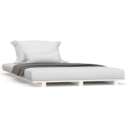 Solid Pine Wood Bed Frame - White, 90x200 cm (No Mattress)