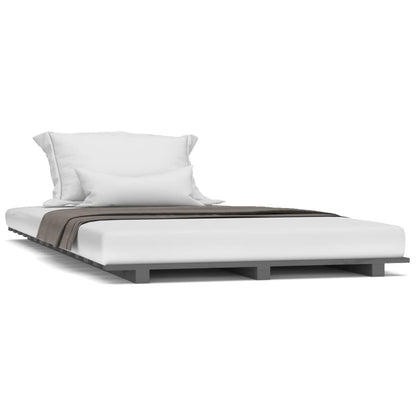 Solid Pine Wood Bed Frame - Grey, 90x200 cm, No Mattress Included