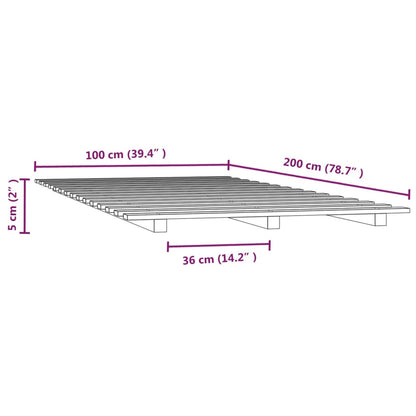 Solid Pine Bed Frame, White 100x200 cm, Without Mattress