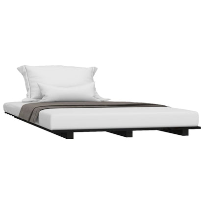 Solid Pine Wood Bed Frame - Black 100x200 cm (No Mattress)