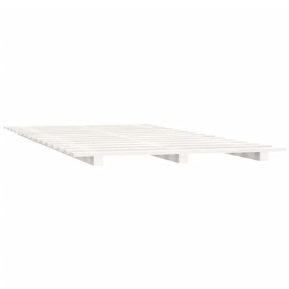 Solid Pine Wood Bed Frame, White 140x200 cm - Mattress Not Included
