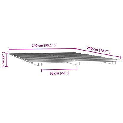 Solid Pine Wood Bed Frame, White 140x200 cm - Mattress Not Included