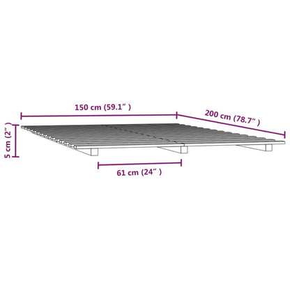 King Size Solid Pine Wood Bed Frame 150x200 cm - No Mattress Included
