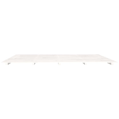 Solid Wood Pine Bed Frame, White, 160x200 cm – Without Mattress
