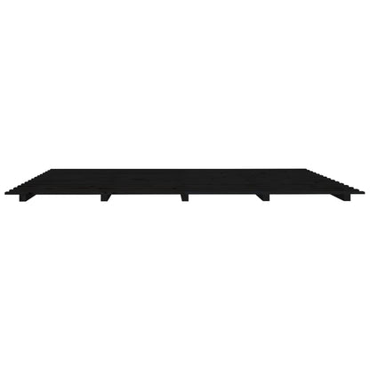 Solid Pine Wood Bed Frame 160x200cm - Black Finish, No Mattress