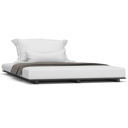 Solid Wood Double Bed Frame, Black Pine, 135x190 cm, No Mattress