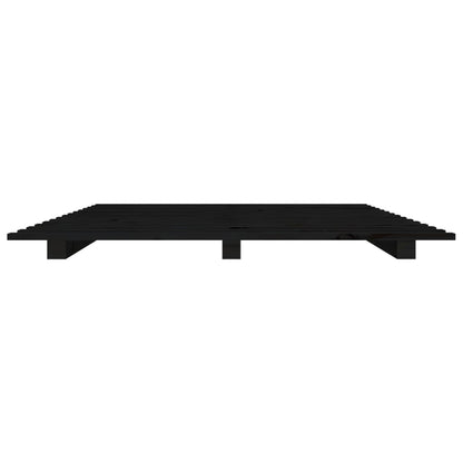 Solid Wood Double Bed Frame, Black Pine, 135x190 cm, No Mattress