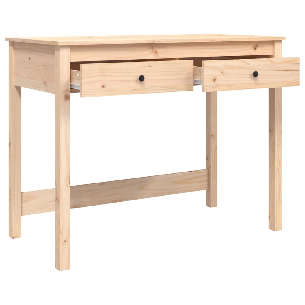Solid Pine Desk with Drawers, 100x50x78 cm - Natural Wood Finish