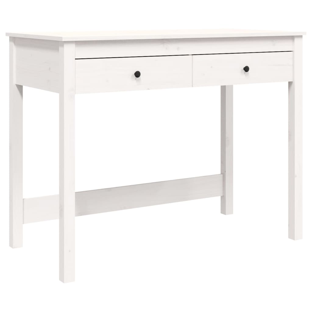 Solid Pine Wood Desk with Drawers - White 100x50x78 cm