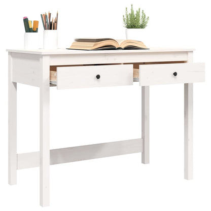 Solid Pine Wood Desk with Drawers - White 100x50x78 cm