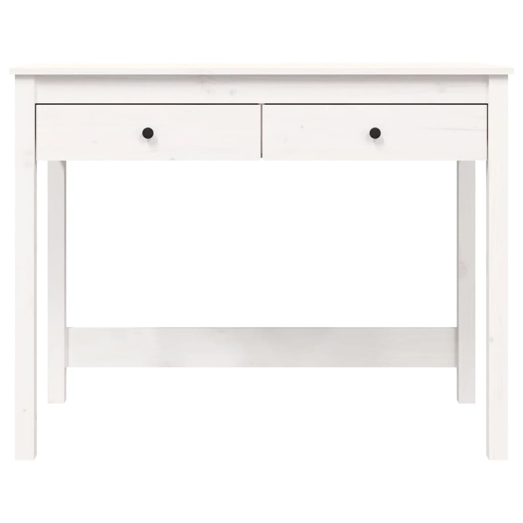 Solid Pine Wood Desk with Drawers - White 100x50x78 cm