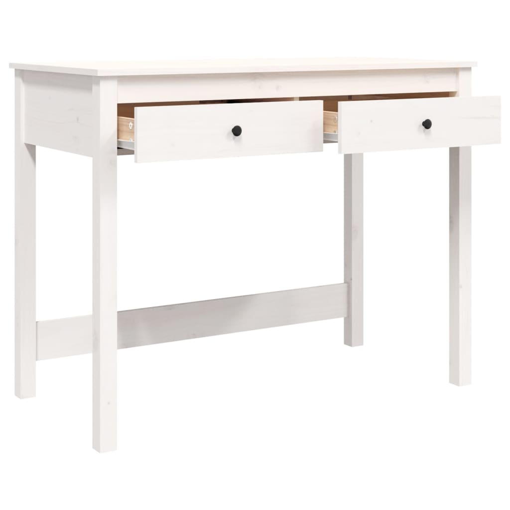 Solid Pine Wood Desk with Drawers - White 100x50x78 cm