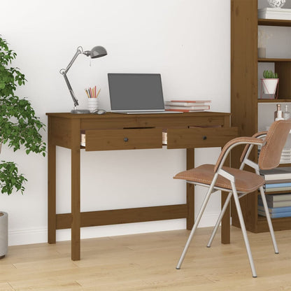 Solid Pine Desk with Drawers - Honey Brown, 100x50x78 cm