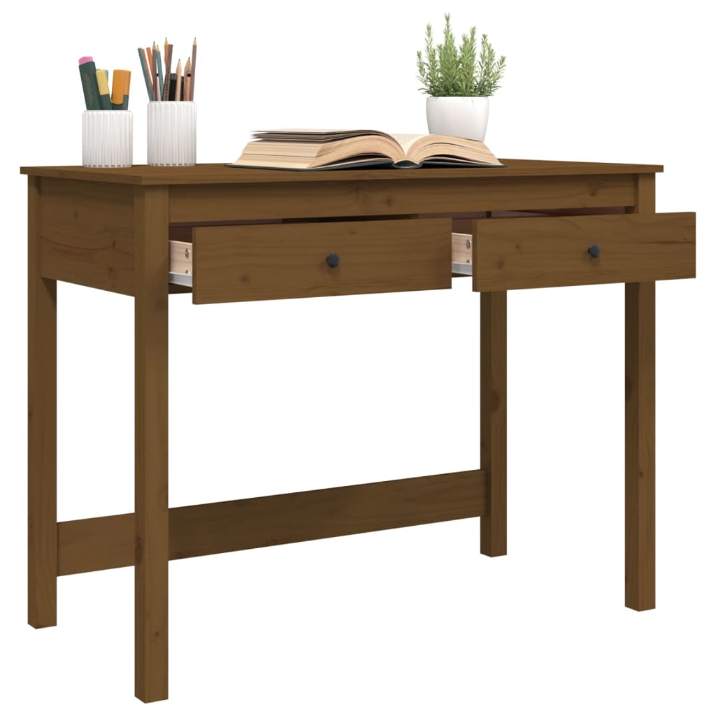Solid Pine Desk with Drawers - Honey Brown, 100x50x78 cm
