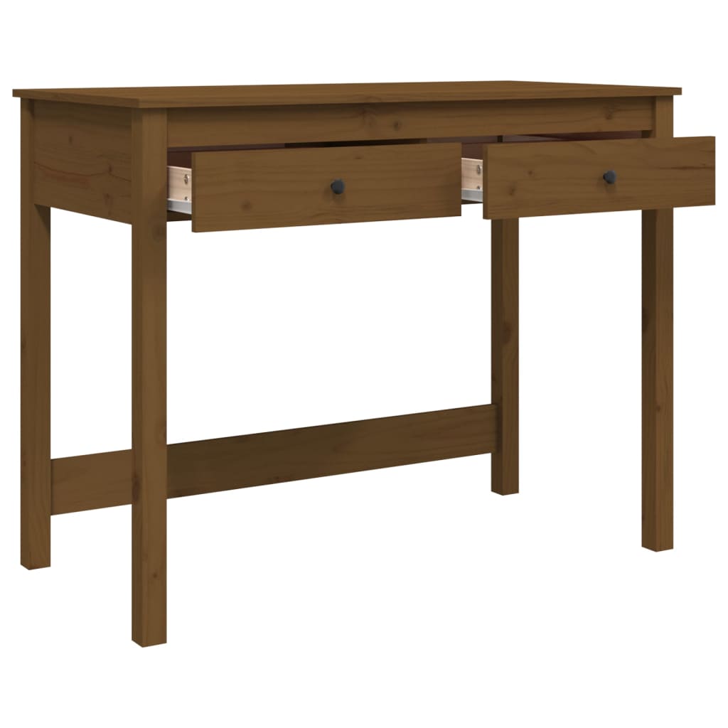 Solid Pine Desk with Drawers - Honey Brown, 100x50x78 cm