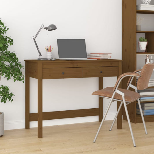 Solid Pine Desk with Drawers - Honey Brown, 100x50x78 cm