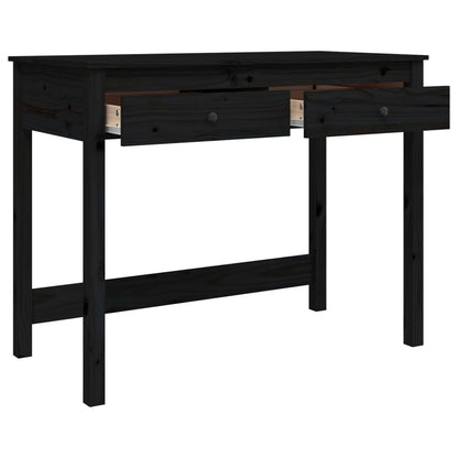 Desk with Drawers Black 100x50x78 cm Solid Wood Pine