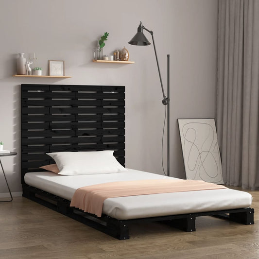 Black Solid Pine Wall Headboard - 106x3x91.5 cm, Elegant Design