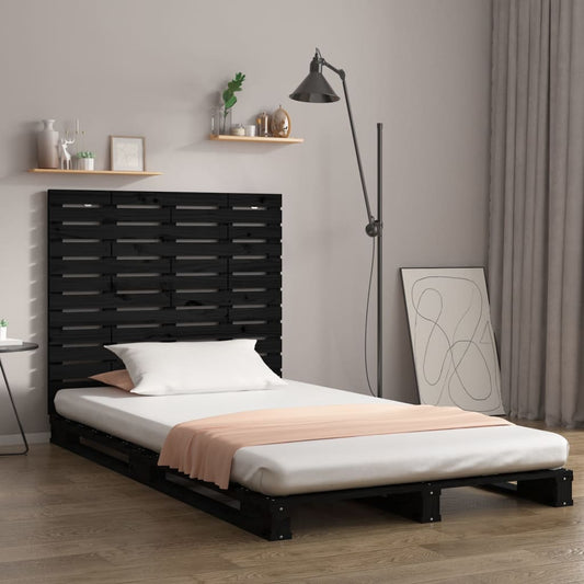 Black Solid Pine Wood Wall Headboard - 81x3x91.5 cm