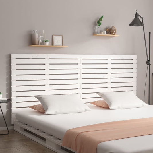 White Solid Pine Wood Wall Headboard, 166x3x91.5 cm