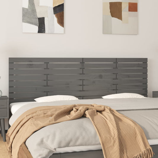 Solid Pine Wood Grey Wall Headboard | 206x3x63 cm