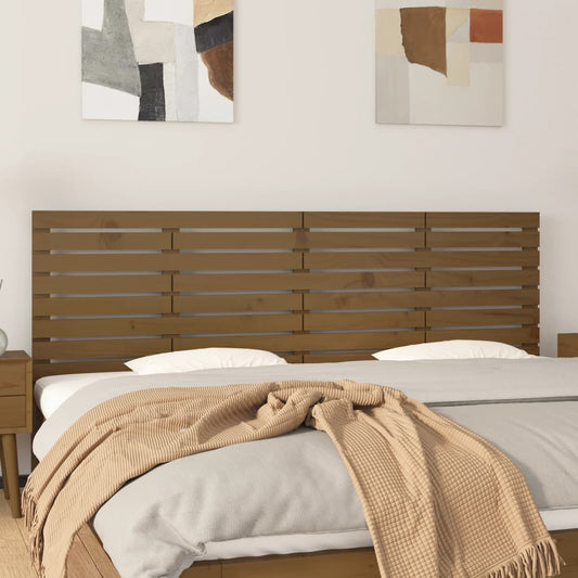 Solid Pine Wall Headboard, Honey Brown, 206x3x63 cm