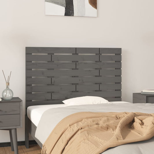 Solid Pine Wood Wall Headboard - Grey, 96x3x63 cm