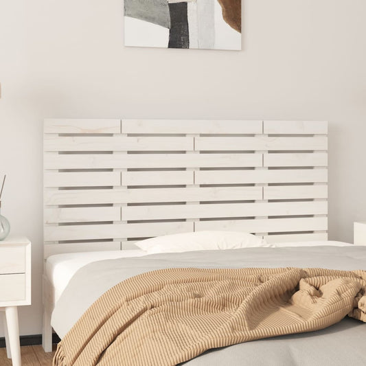 Solid Pine White Headboard 126x3x63 cm - Wall Mountable Style