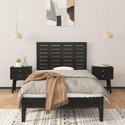 Solid Pine Wall Headboard - Black, 81x3x63 cm