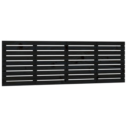 Elegant Black Solid Pine Wood Wall Headboard 166x3x63 cm