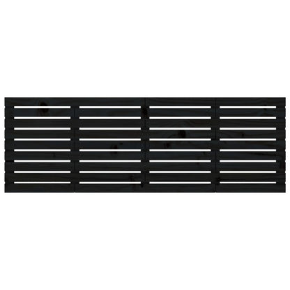 Elegant Black Solid Pine Wood Wall Headboard 166x3x63 cm