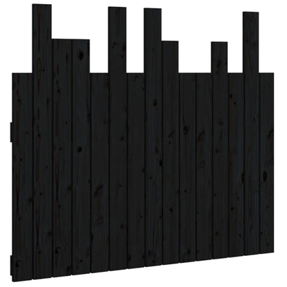 Solid Pine Wood Black Wall Headboard - 95.5x3x80 cm