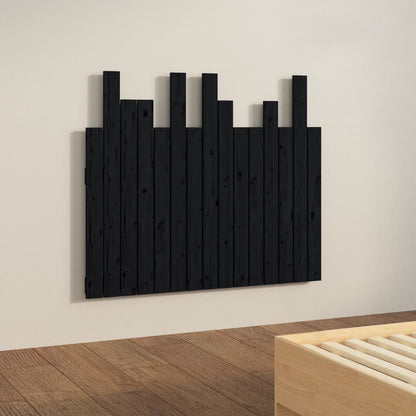 Solid Pine Wood Black Wall Headboard - 95.5x3x80 cm