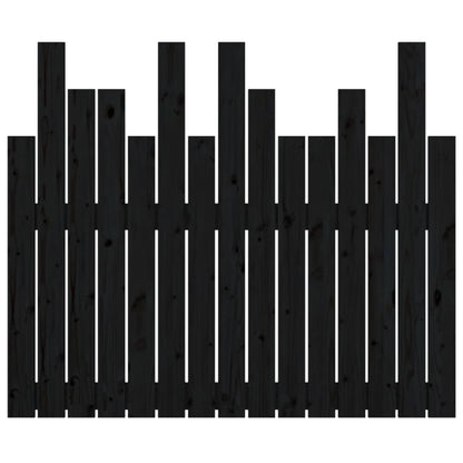 Solid Pine Wood Black Wall Headboard - 95.5x3x80 cm