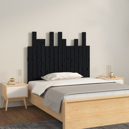 Solid Pine Wood Black Wall Headboard - 95.5x3x80 cm