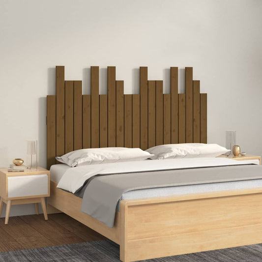 Solid Pine Wall Headboard, Honey Brown 127.5x3x80 cm