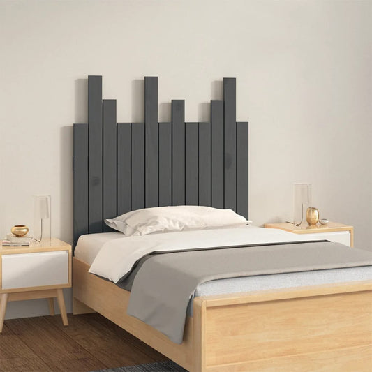 Solid Wood Pine Wall Headboard in Grey - 82.5x3x80 cm