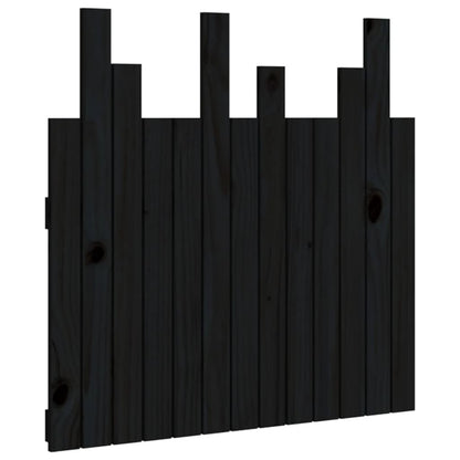 Stylish Black Solid Pine Wood Wall Headboard 82.5x80 cm