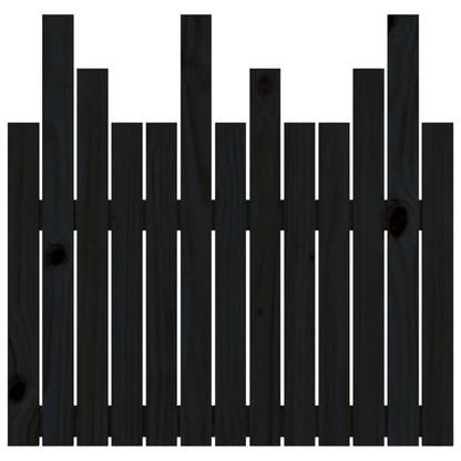 Stylish Black Solid Pine Wood Wall Headboard 82.5x80 cm