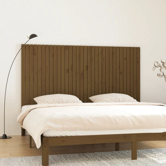 Solid Pine Wood Wall Headboard, Honey Brown, 204x3x110 cm