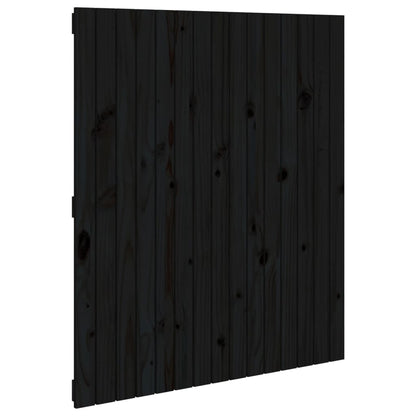Solid Pine Wood Wall Headboard, Black 95.5x3x110 cm