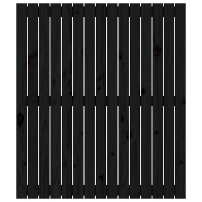 Solid Pine Wood Wall Headboard, Black 95.5x3x110 cm