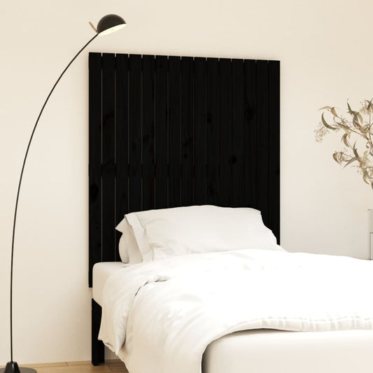 Solid Pine Wood Wall Headboard, Black 95.5x3x110 cm