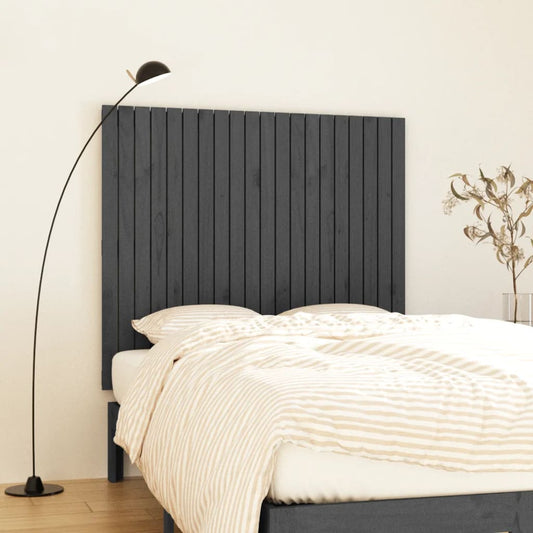 Solid Wood Pine Wall Headboard - Grey 127.5x3x110 cm