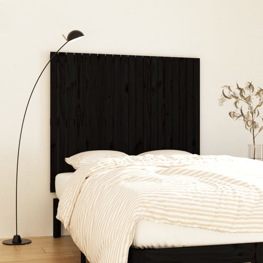 Solid Wood Pine Wall Headboard, Black, 127.5x3x110 cm