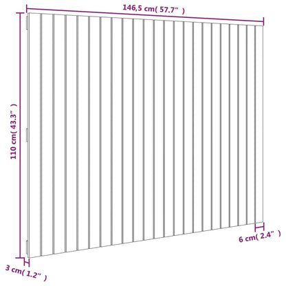 Solid Pine Grey Wall Headboard - 146.5x3x110 cm Elegant Design