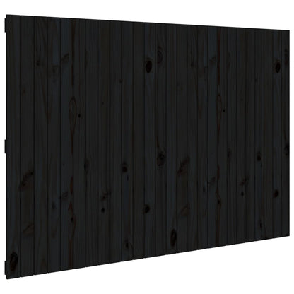 Elegant Black Solid Pine Wall Headboard 166x3x110 cm