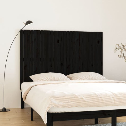 Elegant Black Solid Pine Wall Headboard 166x3x110 cm